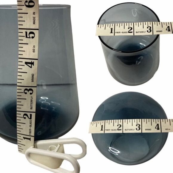 Mod Smokey Blue Glass Vase or Votive Candleholder - Picture 4 of 10